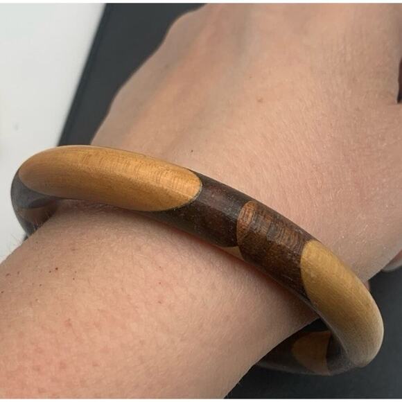 Handmade Wooden Bangle Bracelet Boho Beautiful Wood - Picture 4 of 4